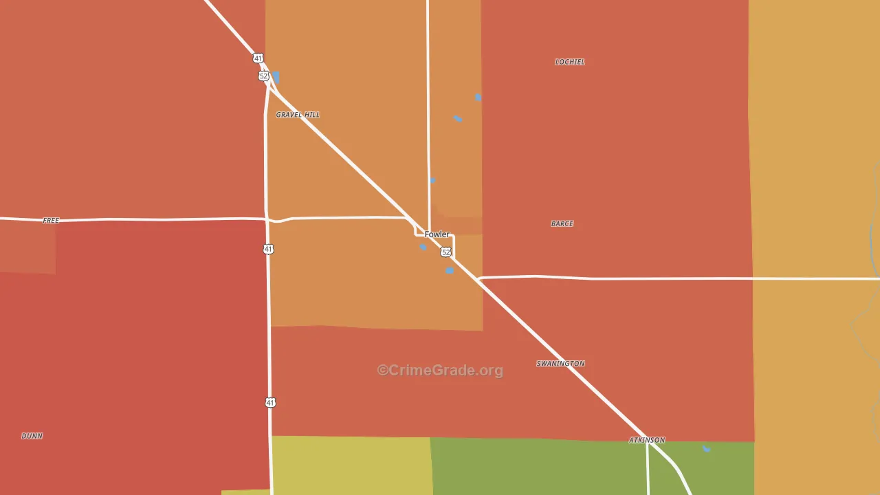 Fowler, IN Map of Murder Rates
