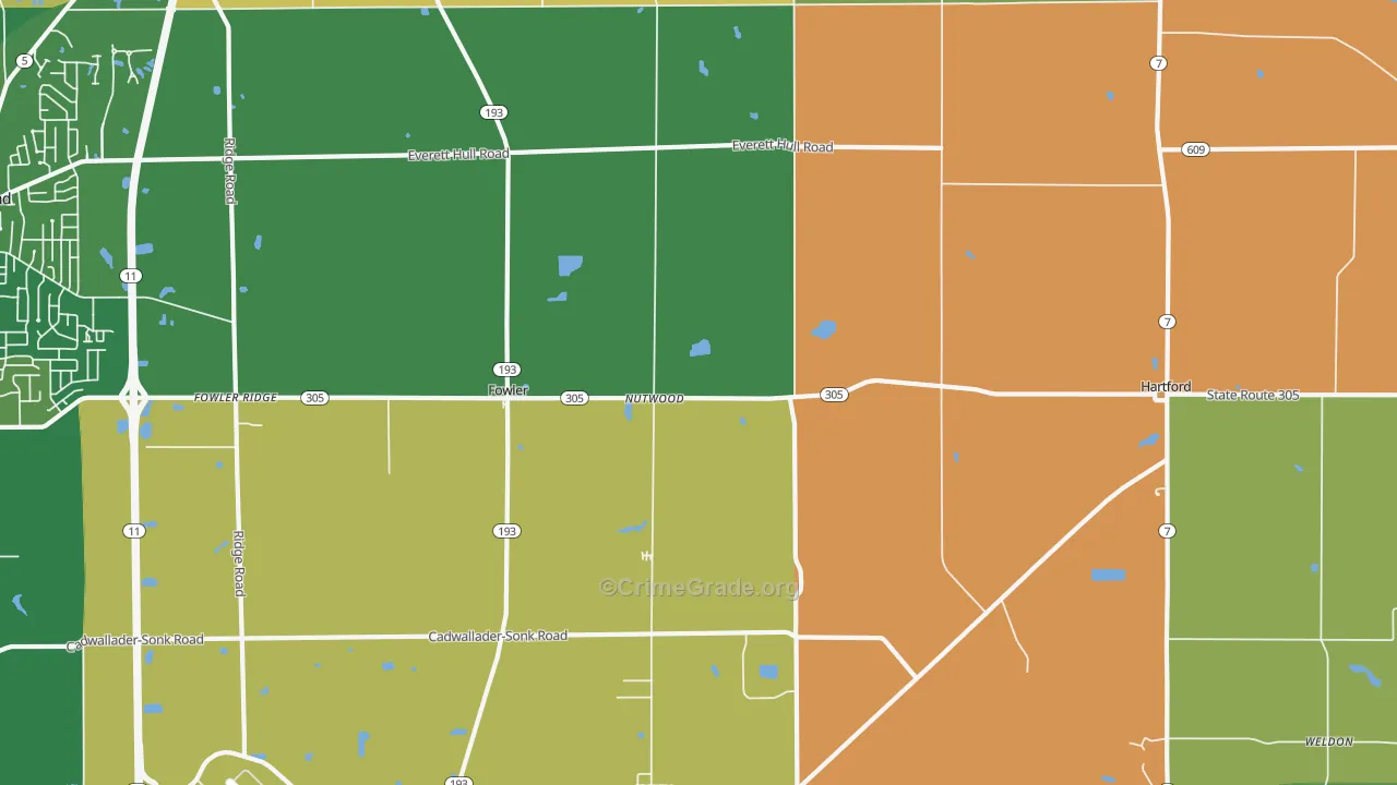 Fowler, OH Map of Murder Rates