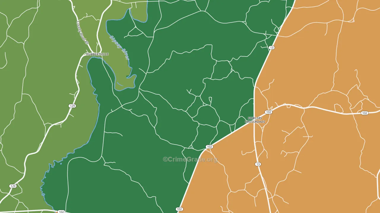 Fowlers Crossroads, AL Map of Murder Rates