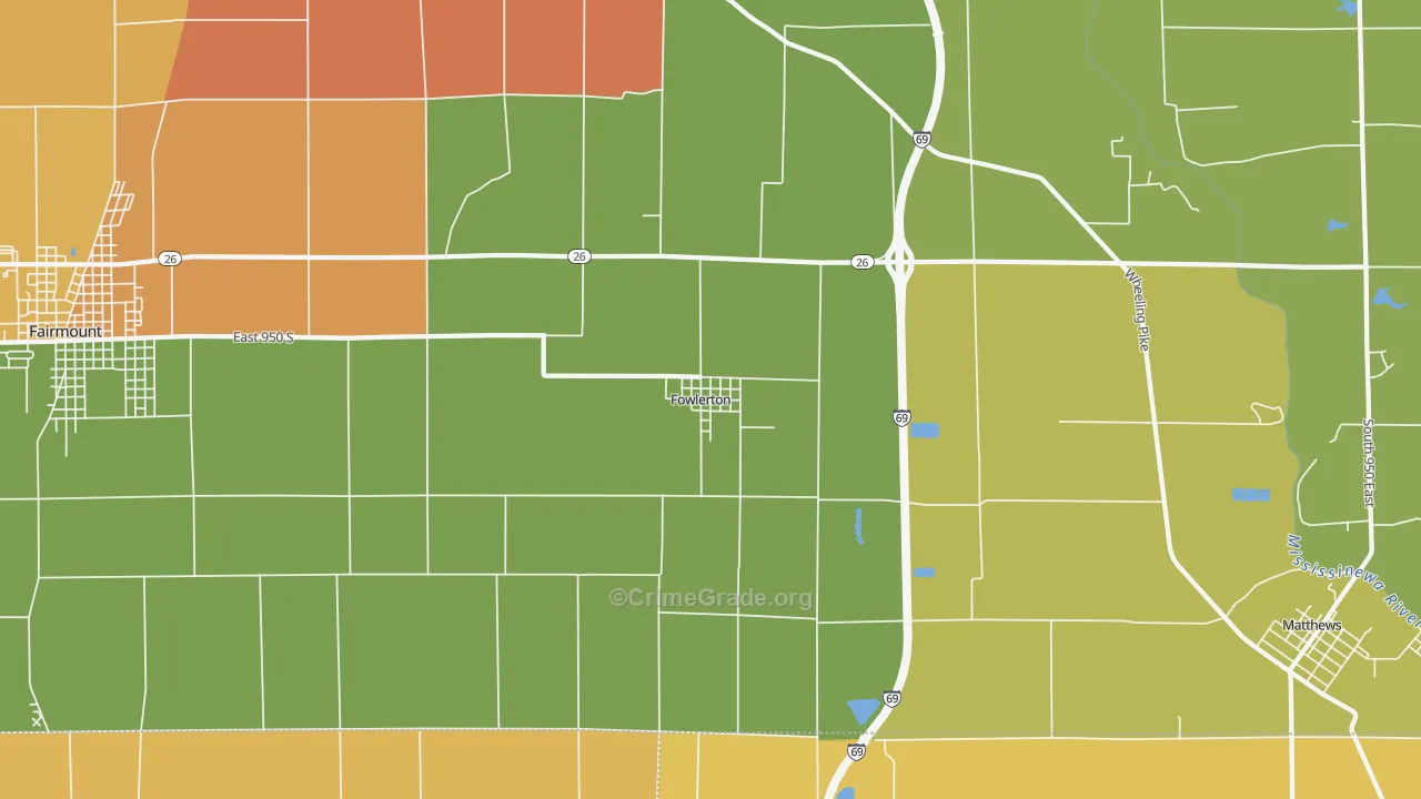 Fowlerton, IN Map of Murder Rates