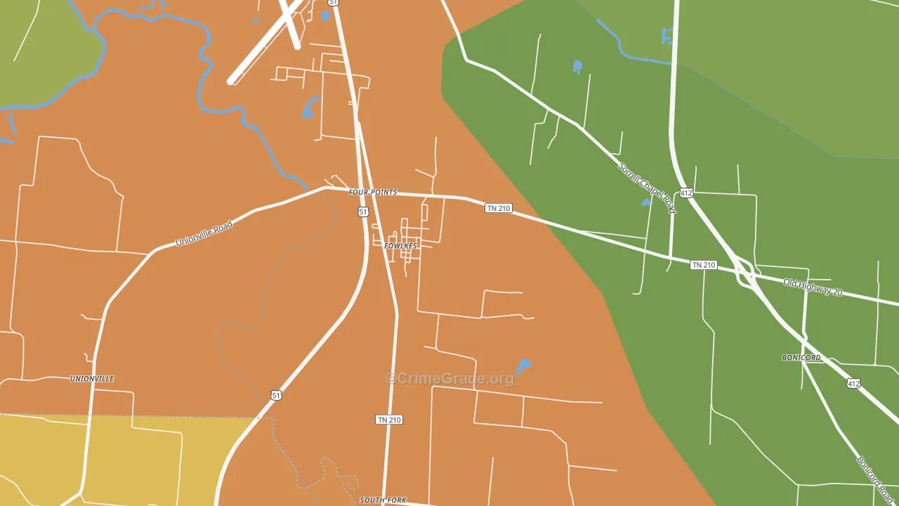 Fowlkes, TN Map of Murder Rates