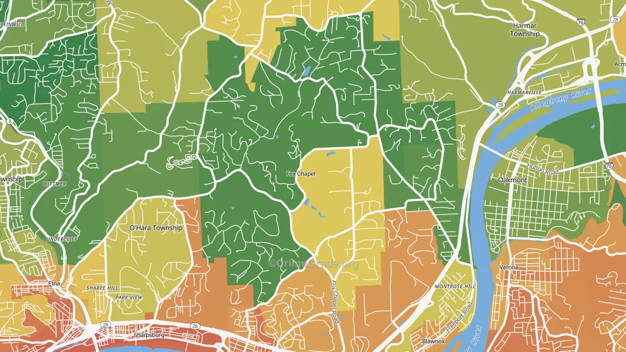 Fox Chapel, PA Map of Murder Rates