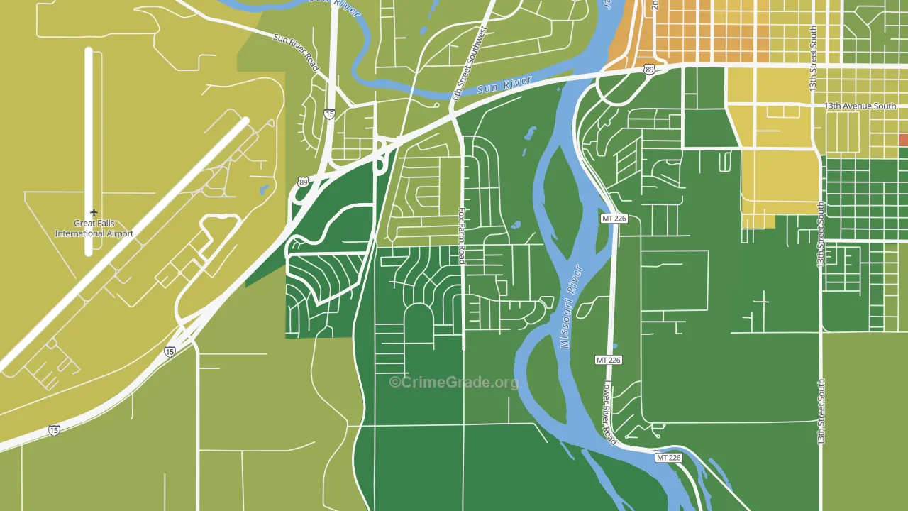 Fox Farm, Great Falls, MT Map of Murder Rates