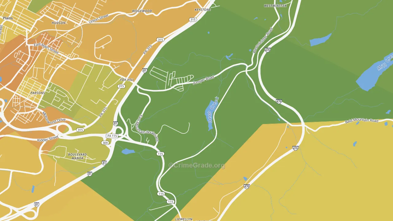 Fox Hill, PA Map of Murder Rates