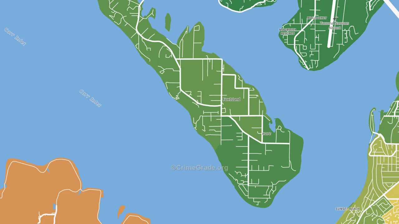 Fox Island, WA Map of Murder Rates