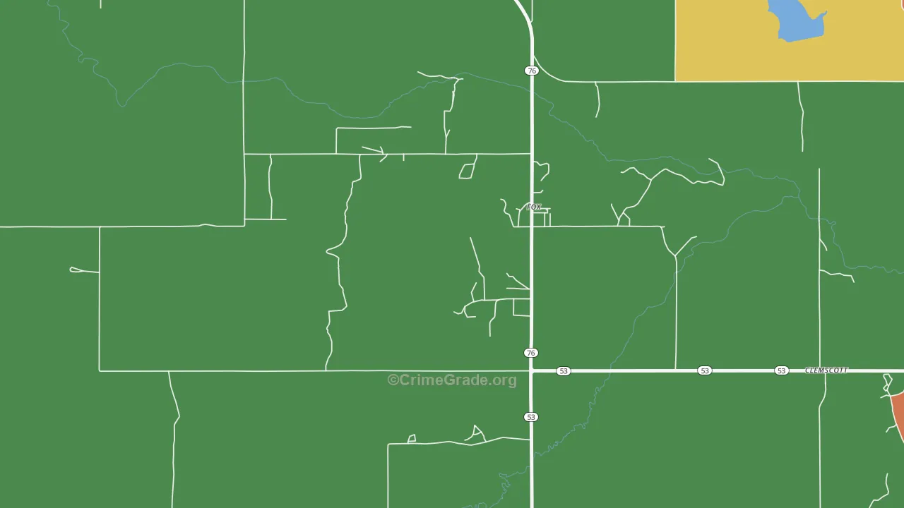 Fox, OK Map of Murder Rates