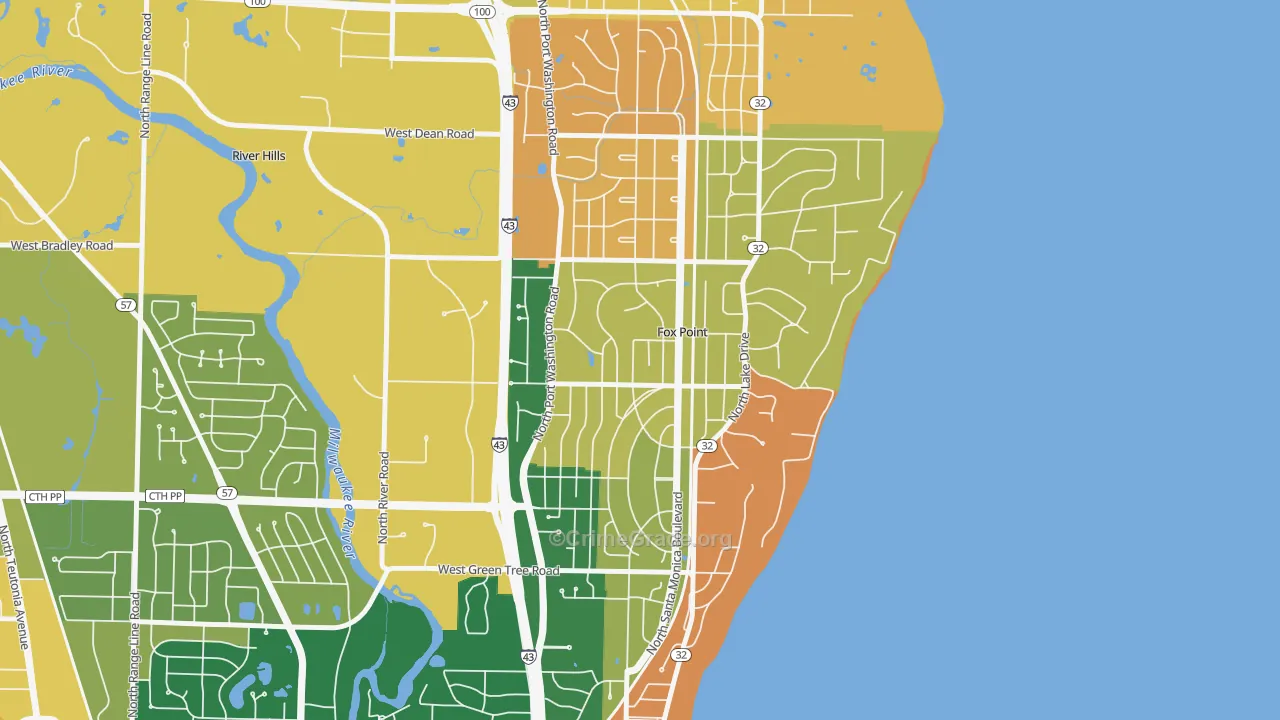Fox Point, WI Map of Murder Rates