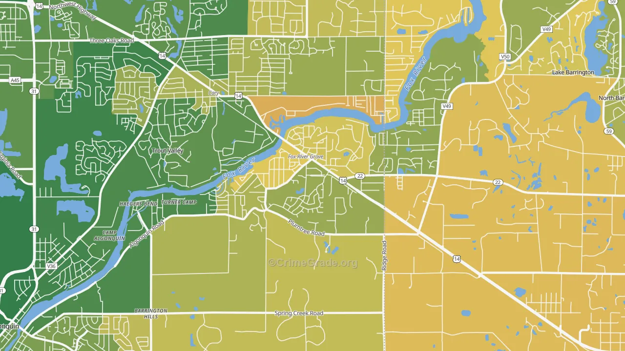 Fox River Grove, IL Map of Murder Rates