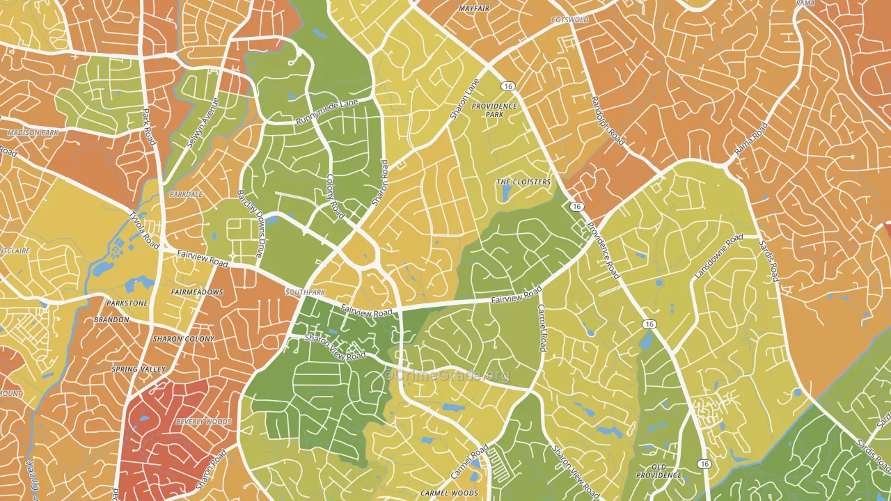 Foxcroft, Charlotte, NC Map of Murder Rates