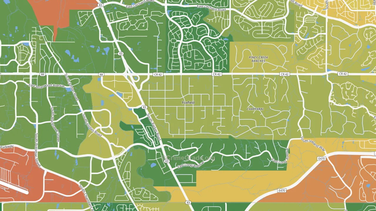 Foxfield, CO Map of Murder Rates
