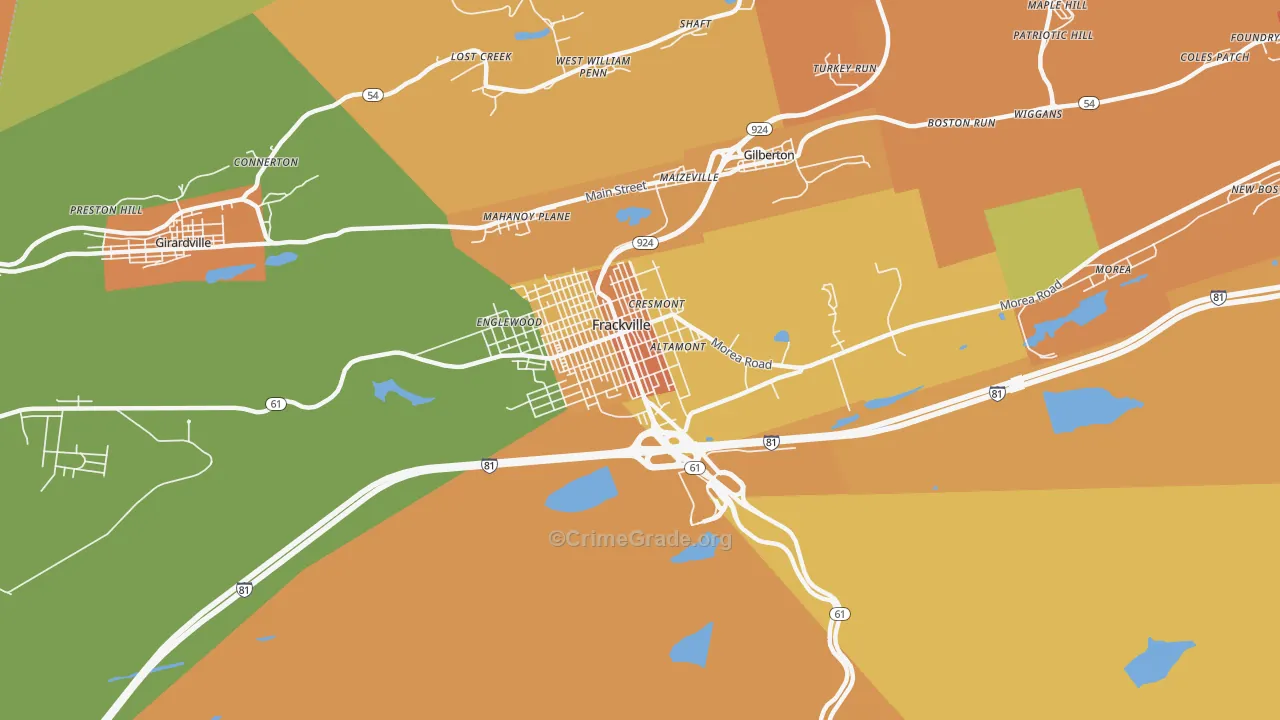 Frackville, PA Map of Murder Rates