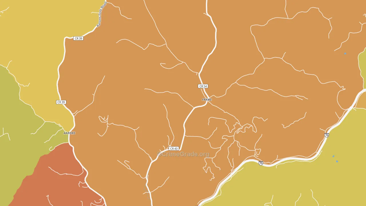 Frame, WV Map of Murder Rates