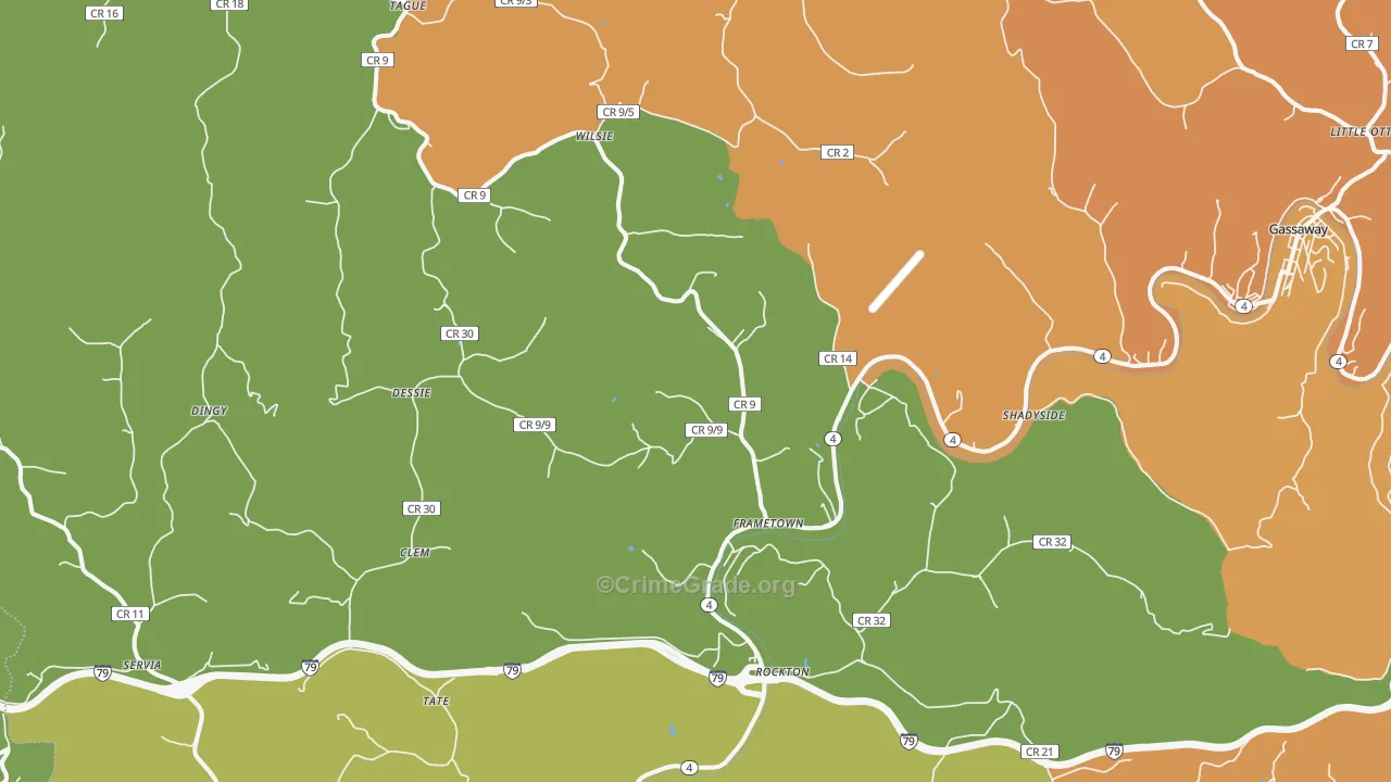 Frametown, WV Map of Murder Rates