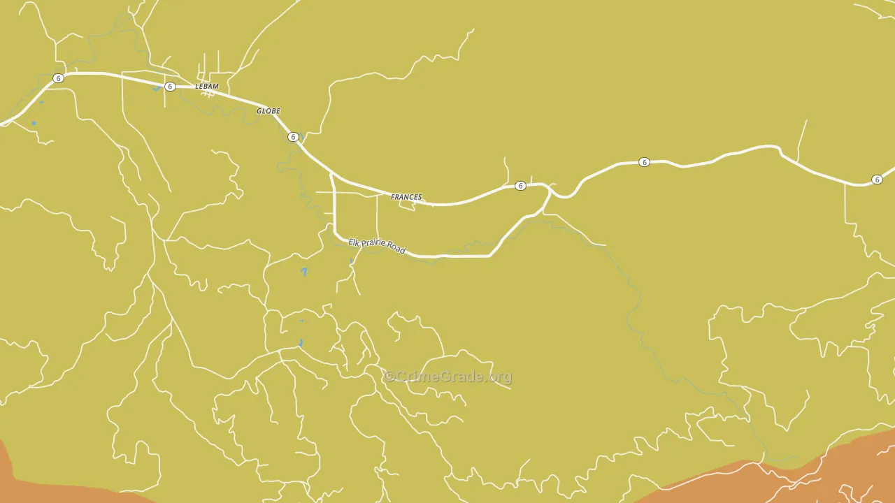 Frances, WA Map of Murder Rates