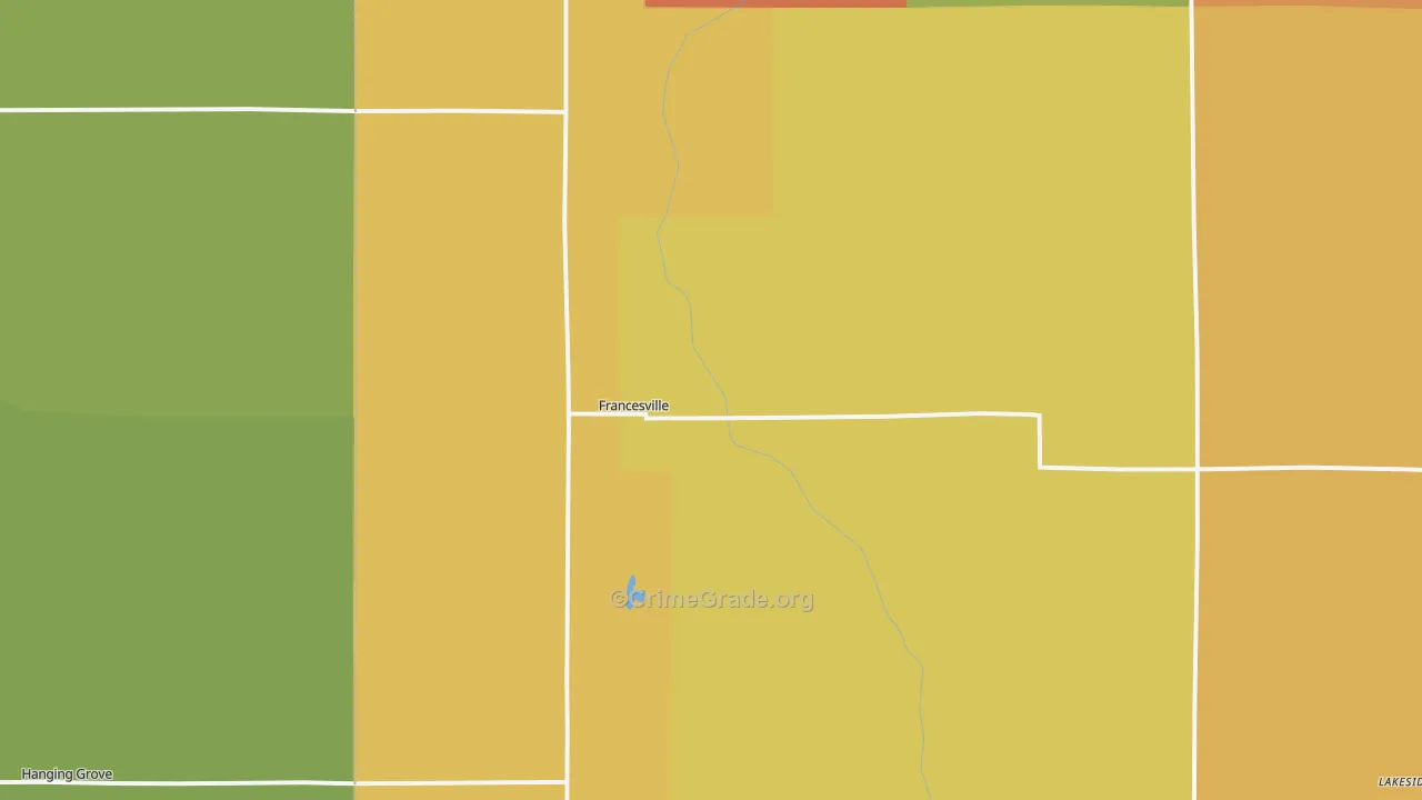 Francesville, IN Map of Murder Rates