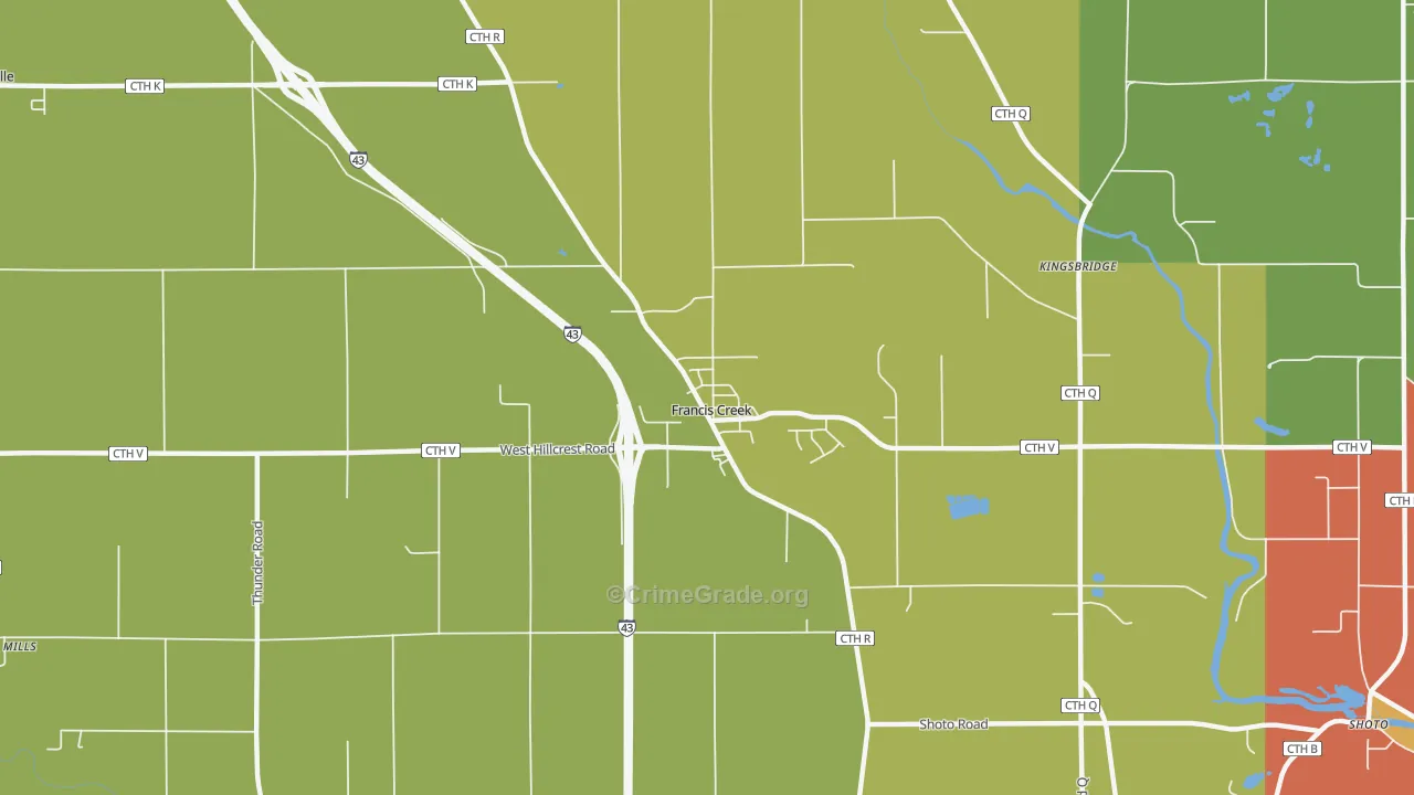 Francis Creek, WI Map of Murder Rates
