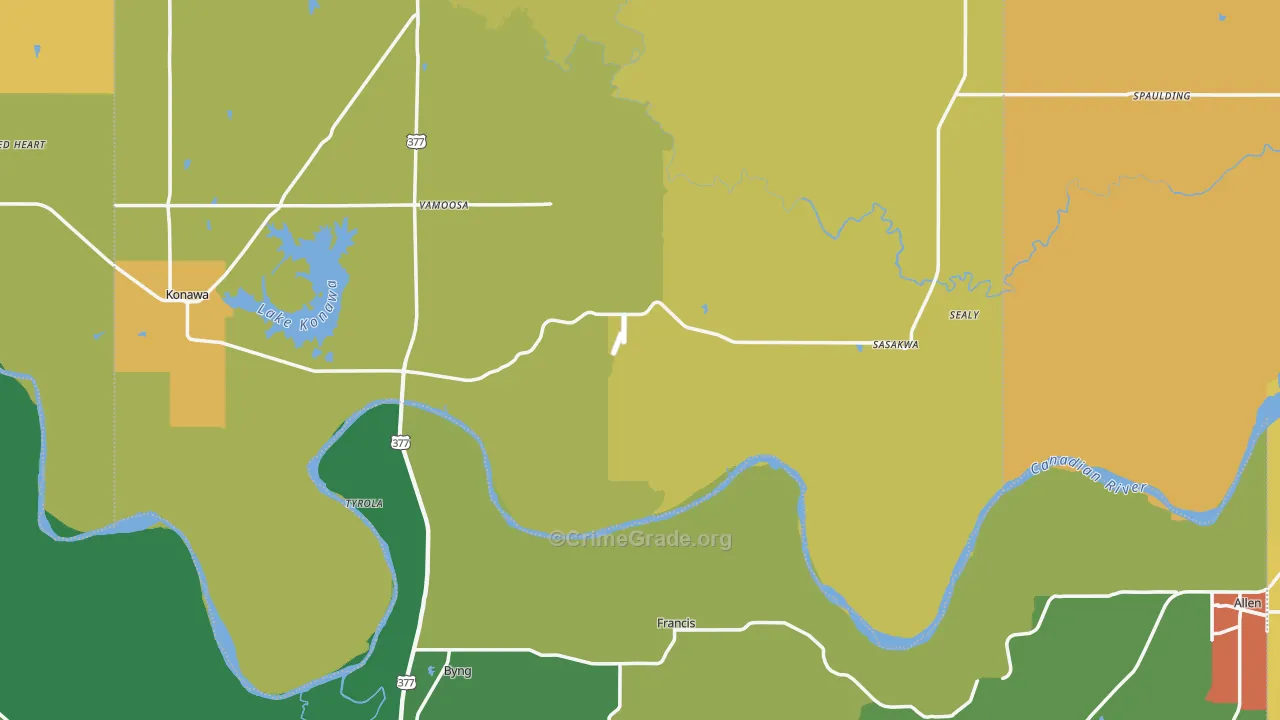 Francis, OK Map of Murder Rates