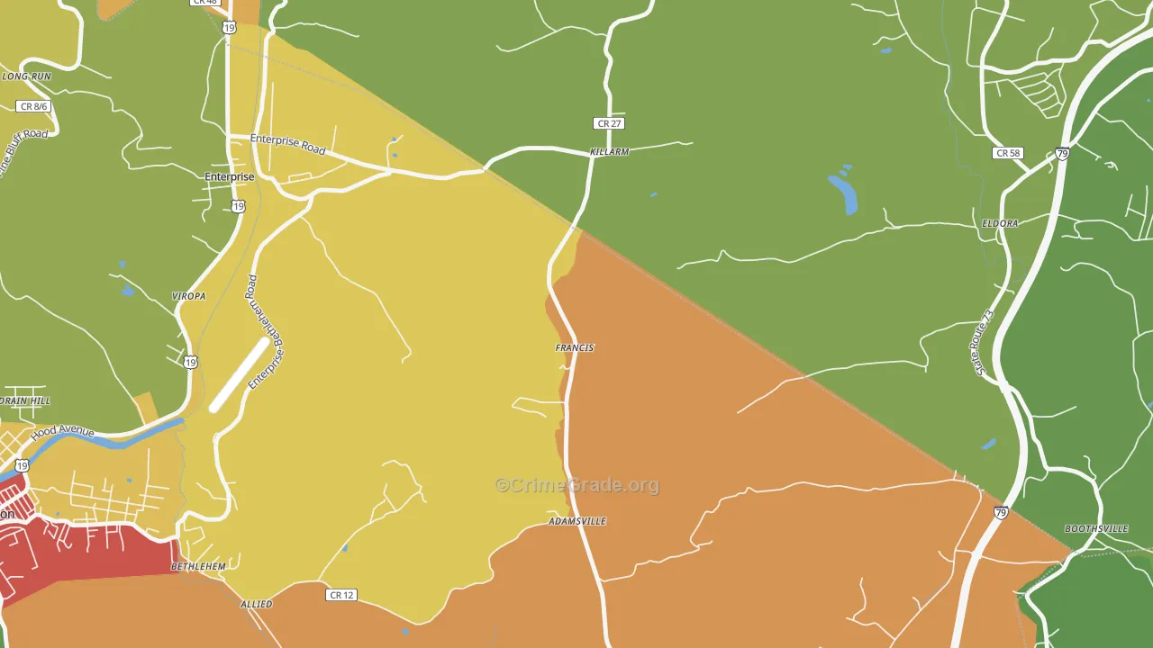 Francis, WV Map of Murder Rates