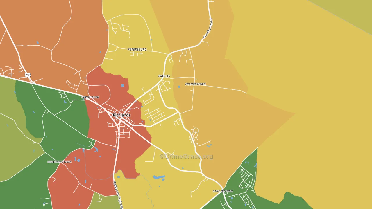 Francktown, NC Map of Murder Rates