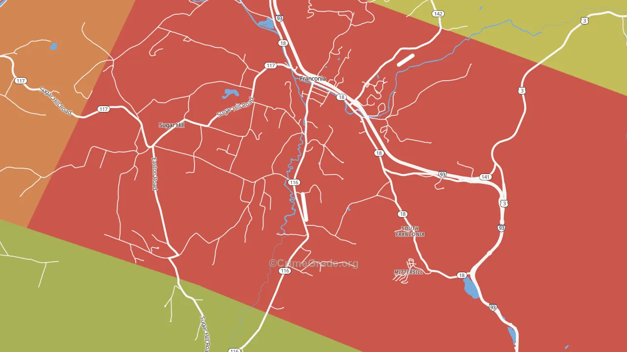 Franconia, NH Map of Murder Rates