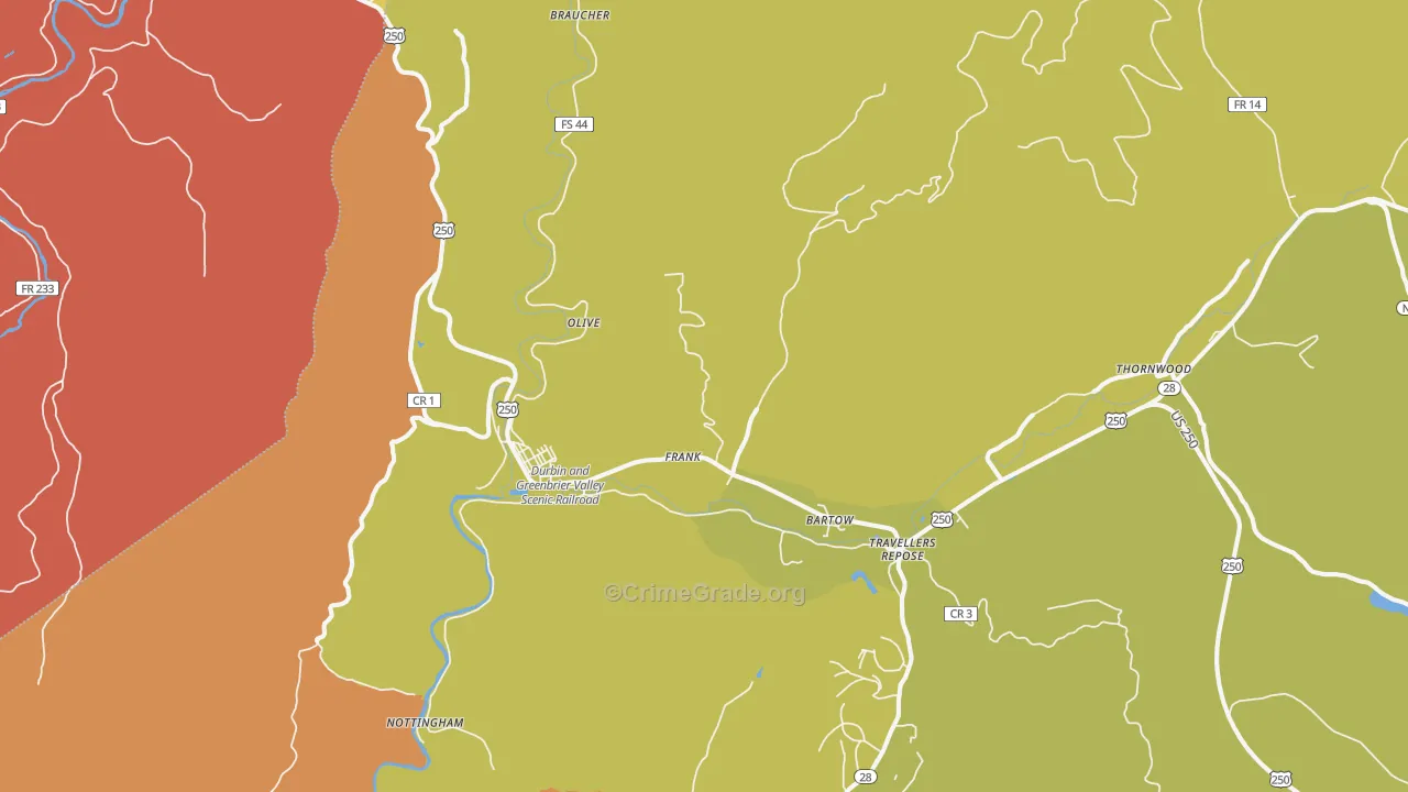 Frank, WV Map of Murder Rates