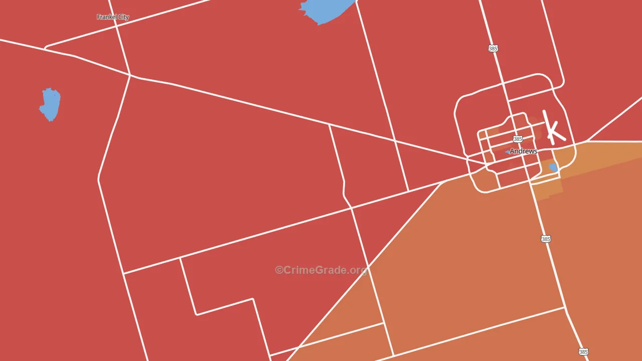 Frankel City, TX Map of Murder Rates