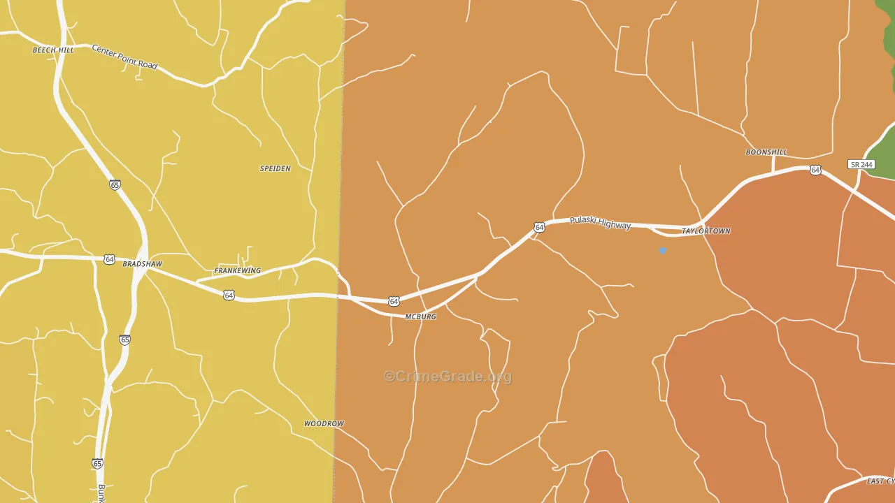 Frankewing, TN Map of Murder Rates