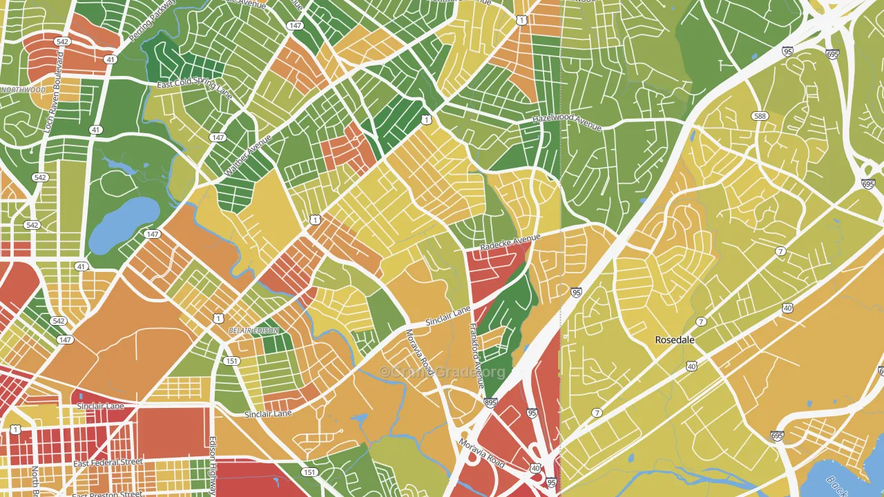 Frankford, Baltimore, MD Map of Murder Rates