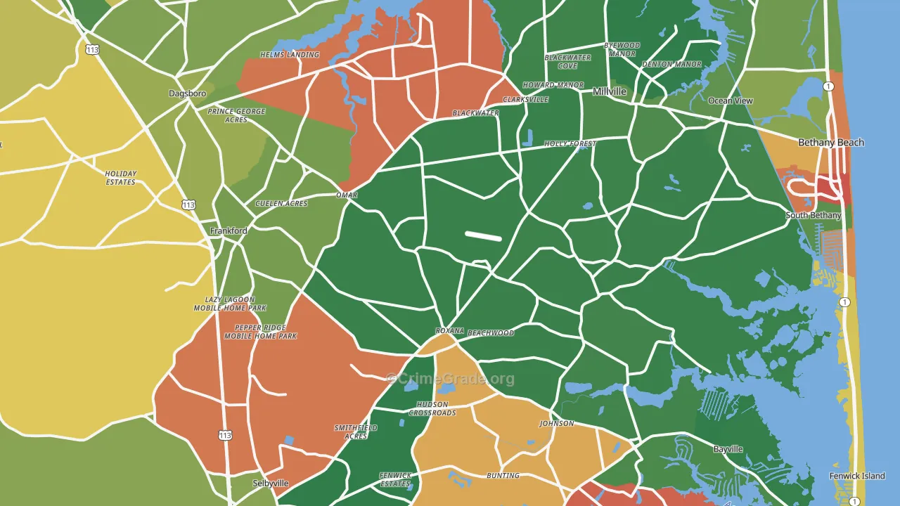 Frankford, DE Map of Murder Rates