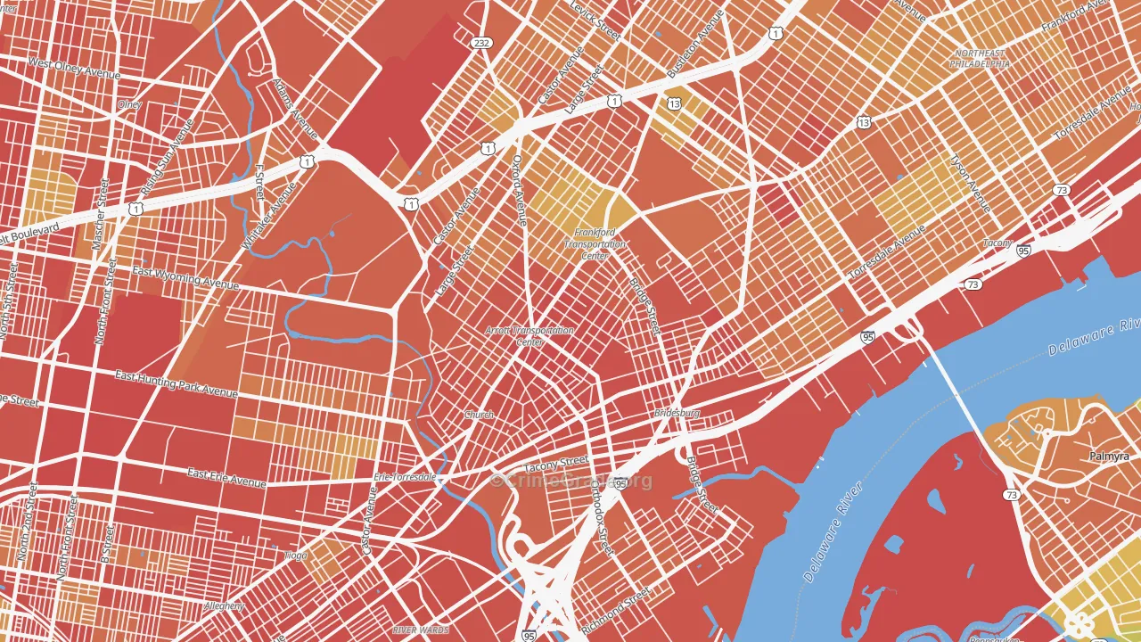 Frankford, Philadelphia, PA Map of Murder Rates