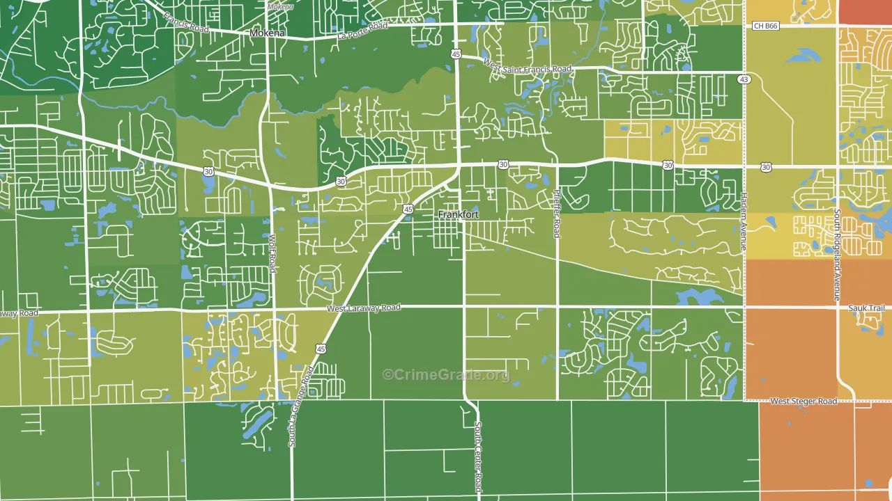 Frankfort, IL Map of Murder Rates