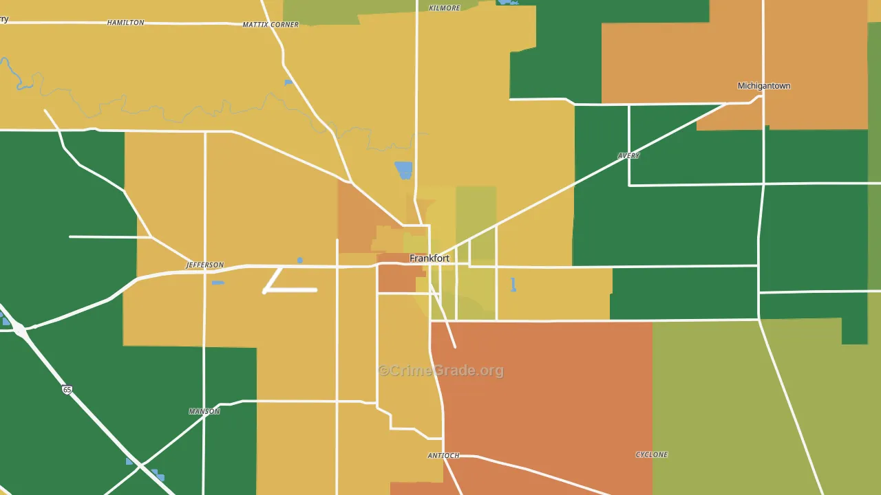 Frankfort, IN Map of Murder Rates