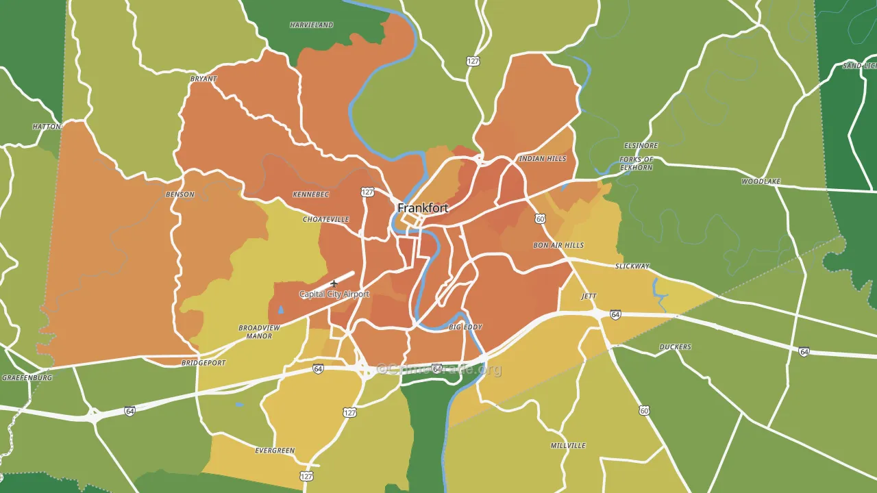 Frankfort, KY Map of Murder Rates