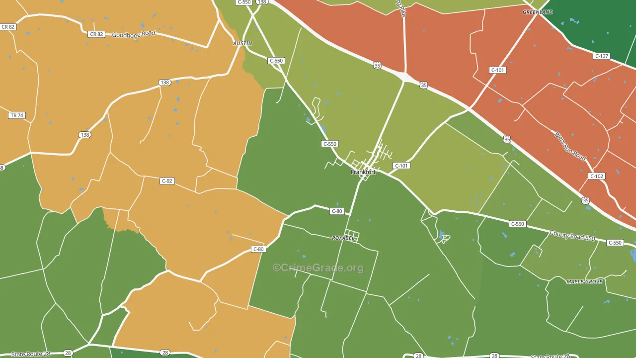 Frankfort, OH Map of Murder Rates