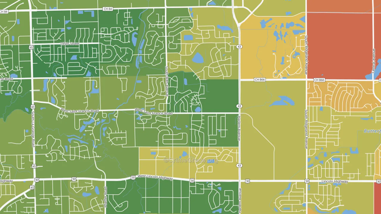 Frankfort Square, IL Map of Murder Rates