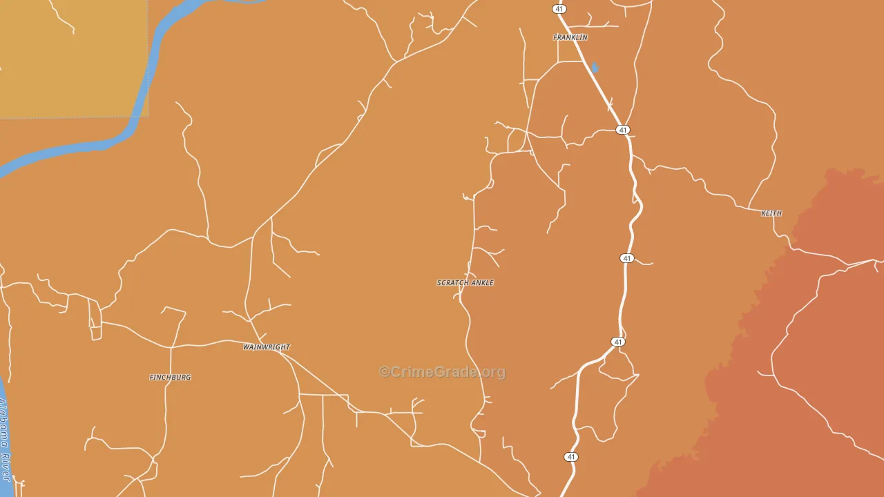 Franklin, AL Map of Murder Rates