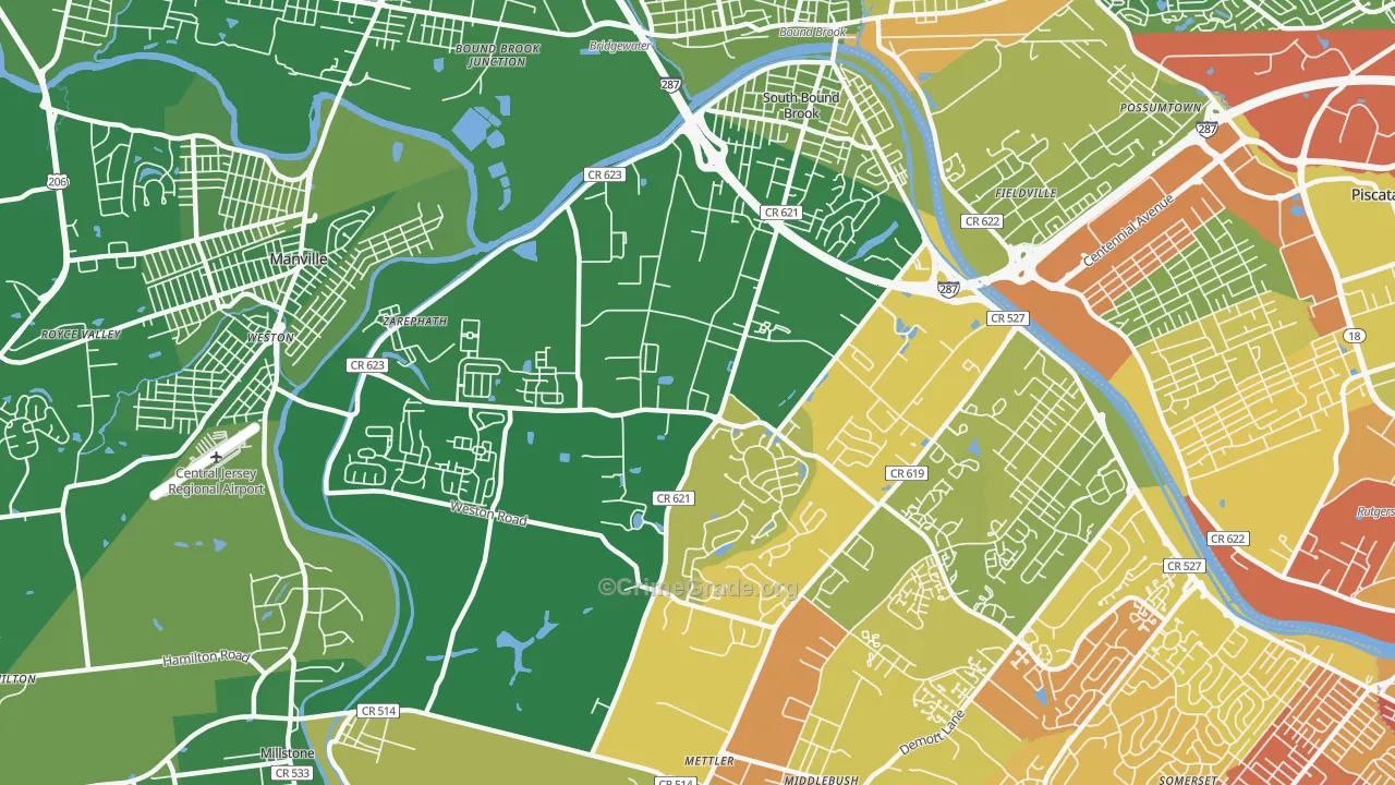 Franklin Center, NJ Map of Murder Rates