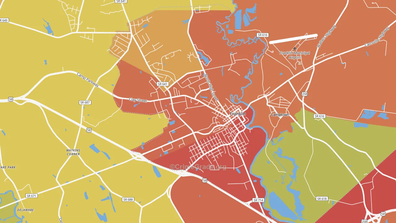 Franklin City, VA Map of Murder Rates