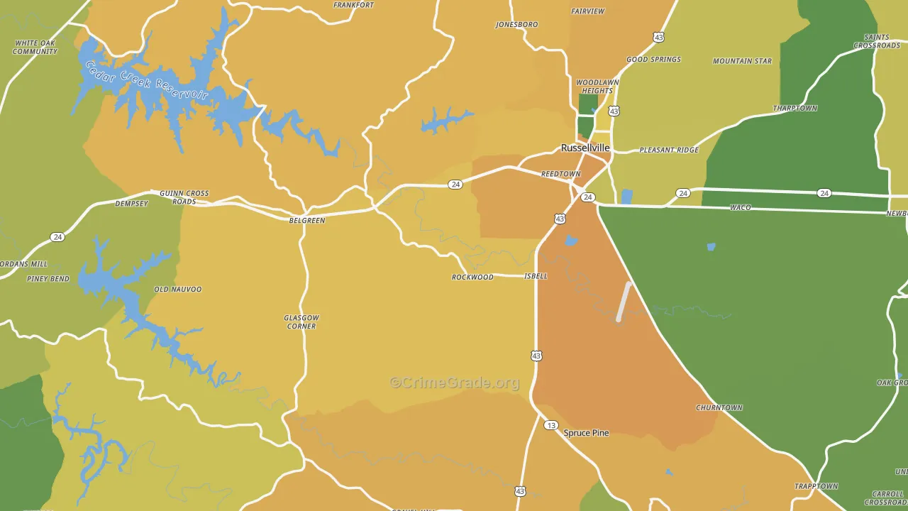 Franklin County, AL Map of Murder Rates