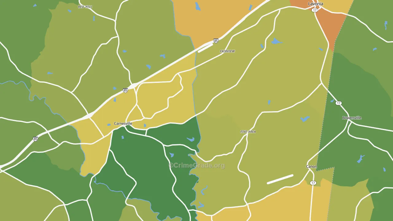 Franklin County, GA Map of Murder Rates