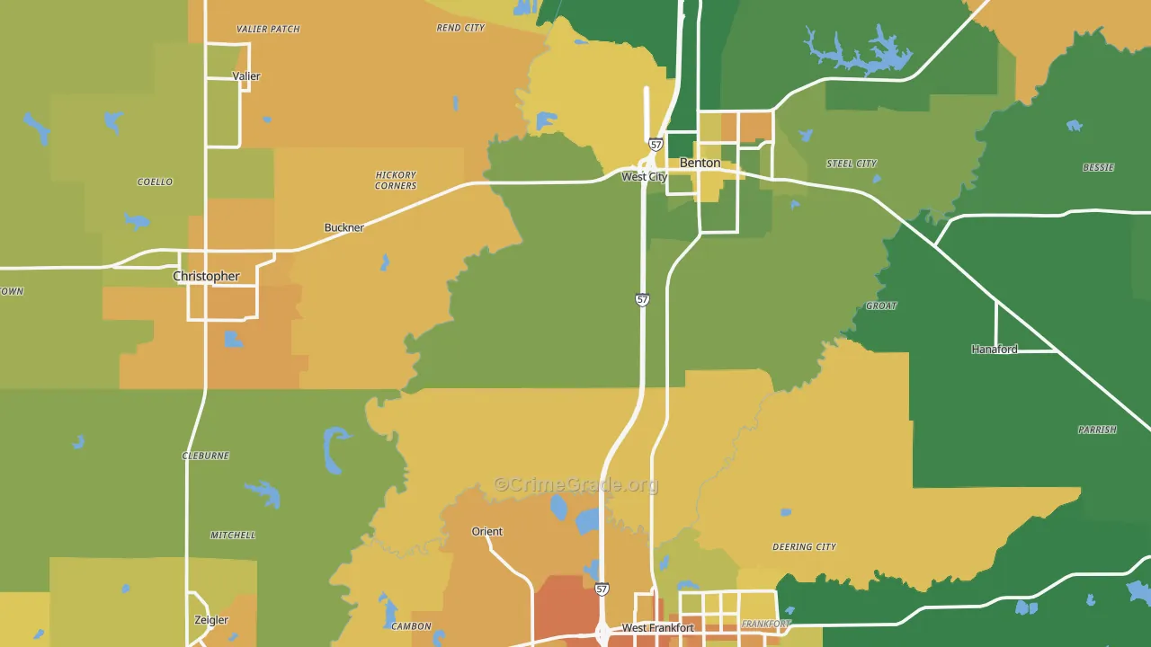 Franklin County, IL Map of Murder Rates