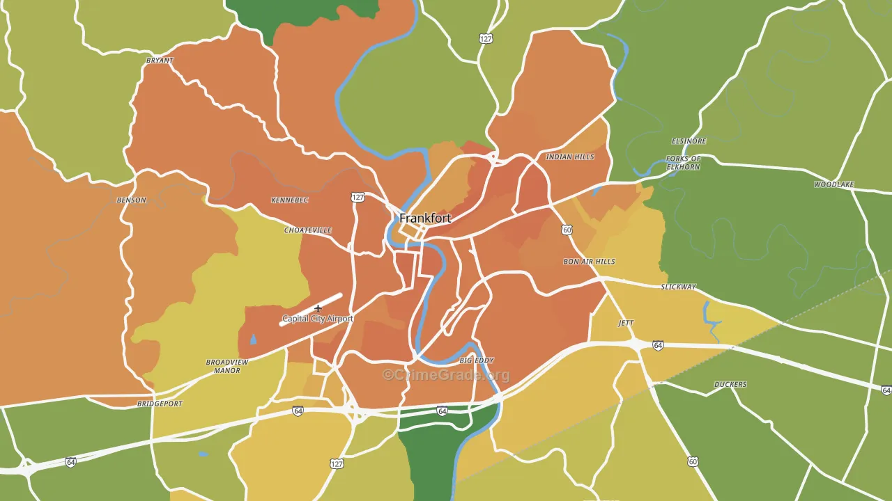 Franklin County, KY Map of Murder Rates