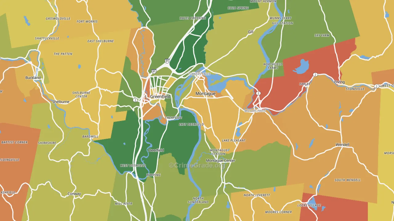 Franklin County, MA Map of Murder Rates