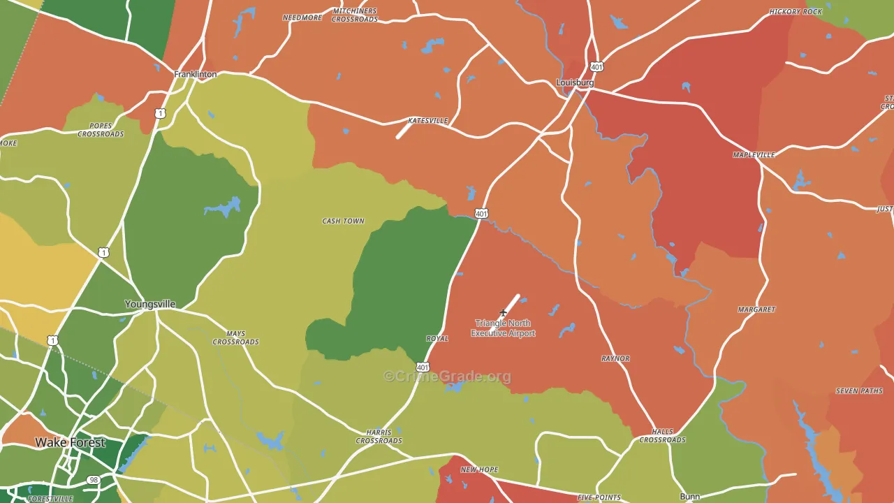 Franklin County, NC Map of Murder Rates