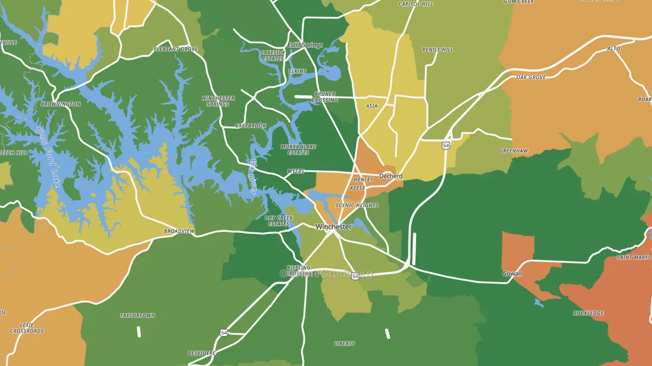 Franklin County, TN Map of Murder Rates