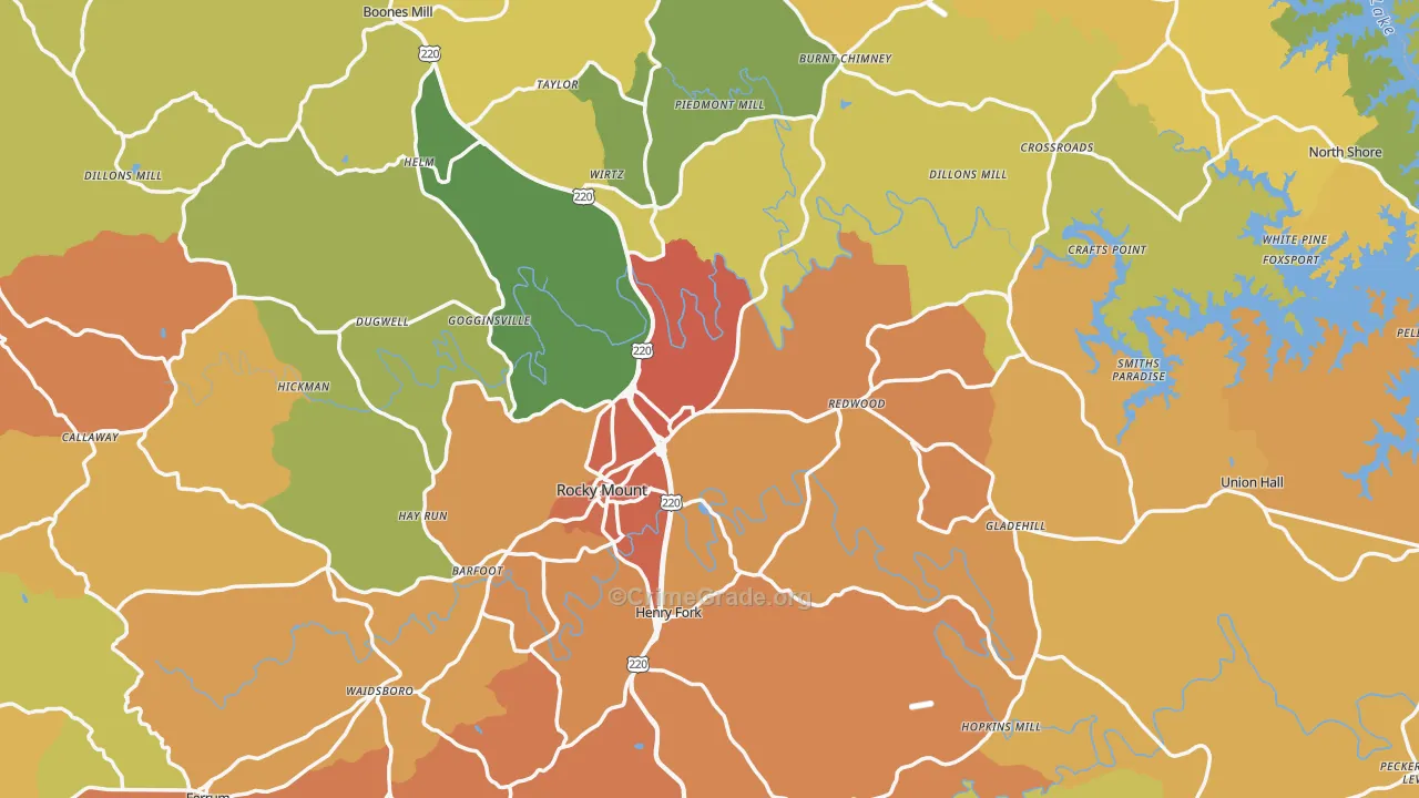 Franklin County, VA Map of Murder Rates