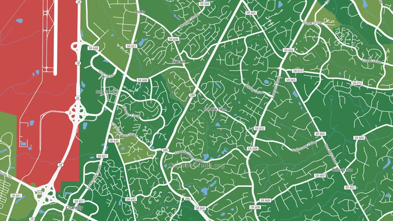 Franklin Farm, VA Map of Murder Rates