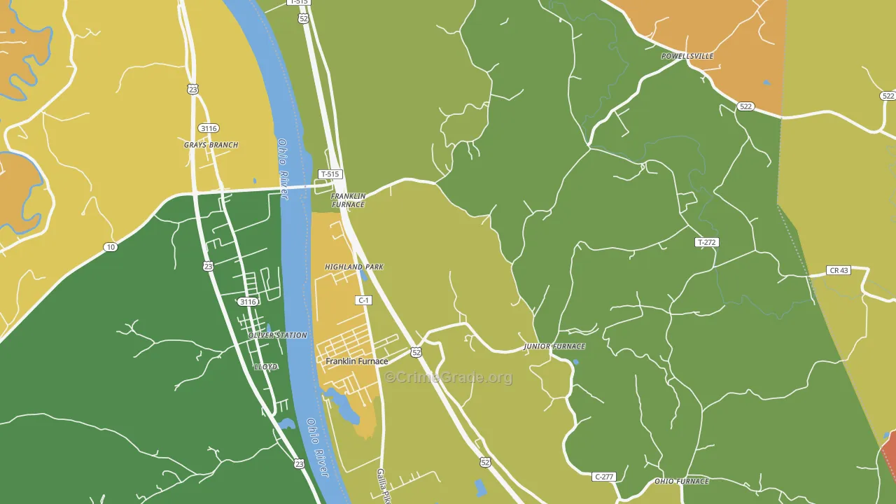 Franklin Furnace, OH Map of Murder Rates