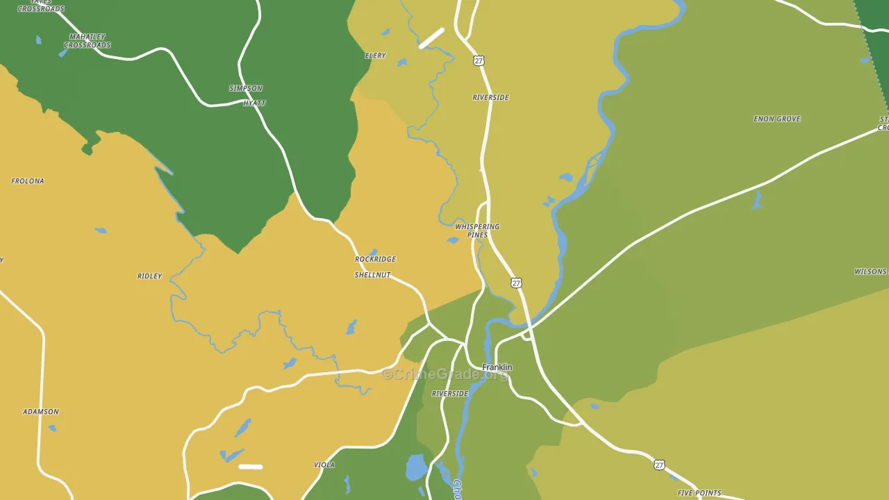 Franklin, GA Map of Murder Rates