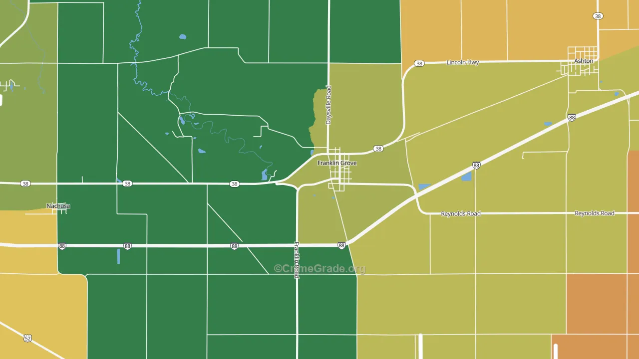 Franklin Grove, IL Map of Murder Rates